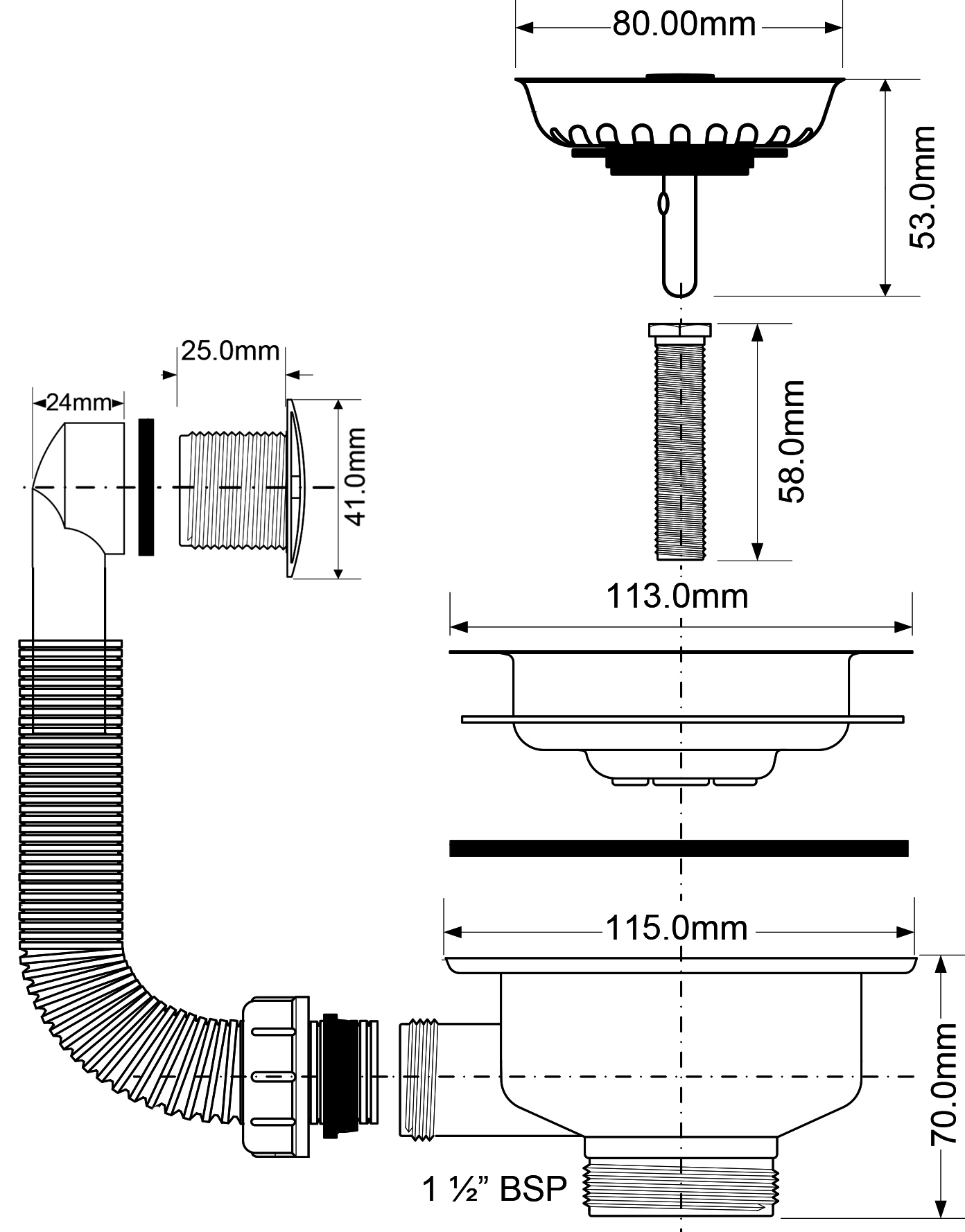 MCALPINE of2-113scl. Слив-перелив для мойки MCALPINE of2-113sab. Слив-перелив для мойки MCALPINE 40 мм, бронза (of2-113sab). Слив-перелив для раковины MCALPINE of2c-70.