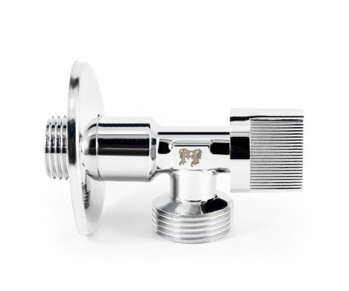 Кран шаровой PROFACTOR CHROME угловой для бытовой техники н/н 1/2" х 3/4" фото в интернет-магазине САНТЕХСИТИ