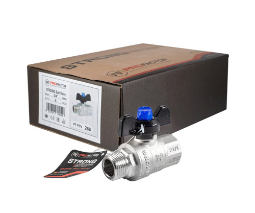 Кран шаровый PROFACTOR STRONG 1/2" вн.-нар. бабочка  фото в интернет-магазине САНТЕХСИТИ
