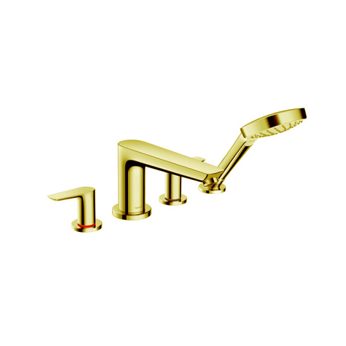 Hansgrohe Talis E Смеситель на борт ванны, на 4 отв, с ручным душем, излив 196мм, цвет: золото фото в интернет-магазине САНТЕХСИТИ