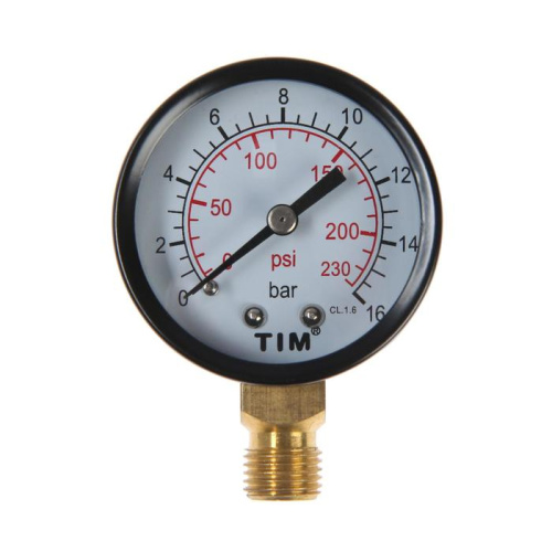 Манометр TIM 50мм вертикальный на 10bar фото в интернет-магазине САНТЕХСИТИ