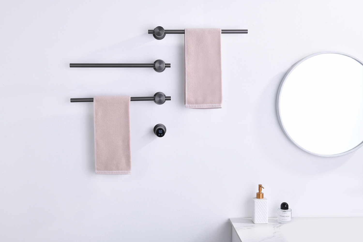 Полотенцесушитель электрический, встроенный Timo Saona 030/18SM черное золото фото в интернет-магазине САНТЕХСИТИ