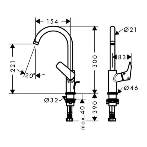 Hansgrohe Logis, Смеситель для раковины, поворотный излив, с донным клапаном, Цвет: хром фото в интернет-магазине САНТЕХСИТИ
