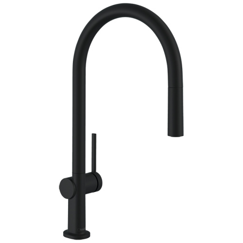 Hansgrohe Talis M54 Кухонный смеситель, на 1 отв, излив: 21см, с вытяжным изливом, цвет: черный матовый фото в интернет-магазине САНТЕХСИТИ