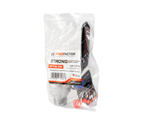 Кран шаровый PROFACTOR STRONG 1/2" вн.-нар. стальная рукоятка фото в интернет-магазине САНТЕХСИТИ
