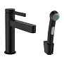 Hansgrohe Finoris Смеситель для раковины, однорычажный, 110 с набором для биде со шлангом 1,60 м, цвет: матовый черный фото в интернет-магазине САНТЕХСИТИ