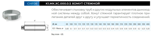 Дымаход CORAX Хомут стяжной Ф130 (430) фото в интернет-магазине САНТЕХСИТИ