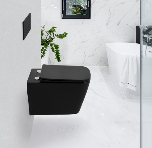 Подвесной унитаз BelBagno безободковый ARDENTE-C, черный мат. фото в интернет-магазине САНТЕХСИТИ
