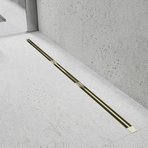 Трап для душа VIEIR DL120B с гидрозатвором золото 300-1200мм фото в интернет-магазине САНТЕХСИТИ