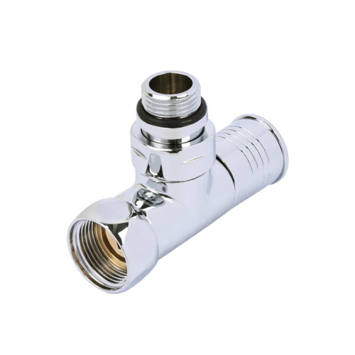 Кран для полотенцесушителя TIM угловой кругл. ручки 3/4"х1/2" г/ш фото в интернет-магазине САНТЕХСИТИ