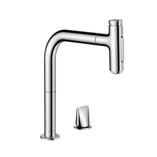 Hansgrohe Metris Select M71 Смеситель для кухни, 2 отв., с вытяжным изливом, цвет: хром фото в интернет-магазине САНТЕХСИТИ