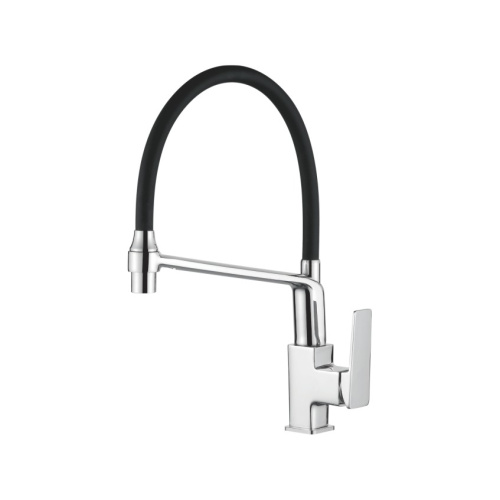 Смеситель для кухни с гайкой LEDEME L4078-2 Чёрный+хром фото в интернет-магазине САНТЕХСИТИ