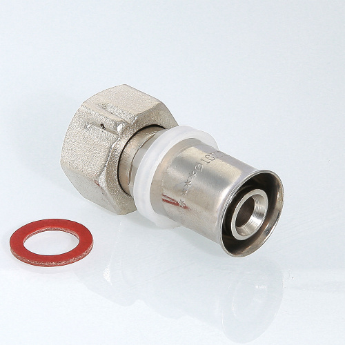 Пресс фитинг VALTEC Соединитель с накидной гайкой 20х1/2" фото в интернет-магазине САНТЕХСИТИ