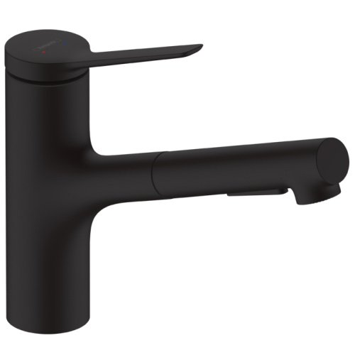 Hansgrohe Zesis M33 Смеситель для кухни, 1 отв., с вытяжным душем, цвет: черный матовый фото в интернет-магазине САНТЕХСИТИ