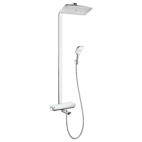 Hansgrohe Raindance Select 360 Showerpipe Душевая стойка с верхним душем 36х36см., термостатом и ручным душем, цвет: хром/белый фото в интернет-магазине САНТЕХСИТИ