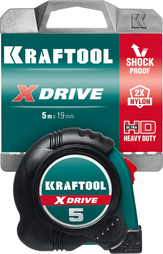 KRAFTOOL  X-Drive, 5 м х 19 мм, рулетка (34122-05-19) фото в интернет-магазине САНТЕХСИТИ