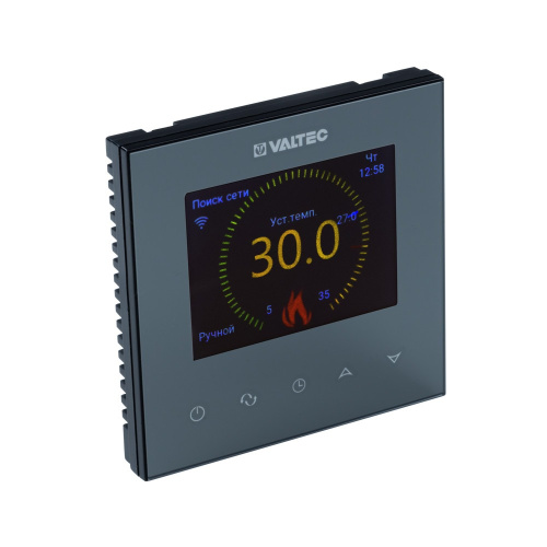 Термостат комнатный VALTEC VT.AC613.B.0 c WIFI с цветным дисплеем 230В/16A черный фото в интернет-магазине САНТЕХСИТИ