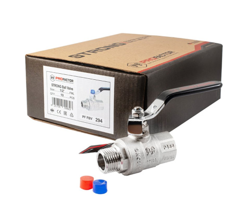 Кран шаровый PROFACTOR STRONG 1/2" вн.-нар. стальная рукоятка фото в интернет-магазине САНТЕХСИТИ