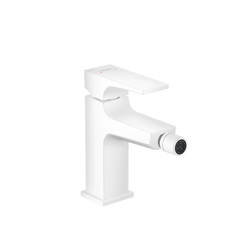 Hansgrohe Metropol Смеситель для биде на 1 отв, с донным клапаном, излив 129мм, цвет: белый матовый фото в интернет-магазине САНТЕХСИТИ