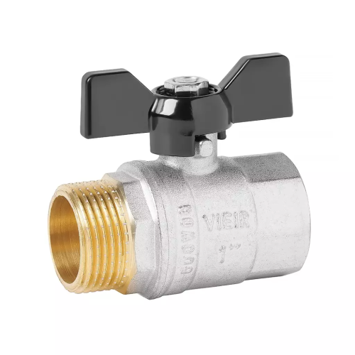 Кран шаровой VIEIR 3/4" резьба вн-нар бабочка никель фото в интернет-магазине САНТЕХСИТИ