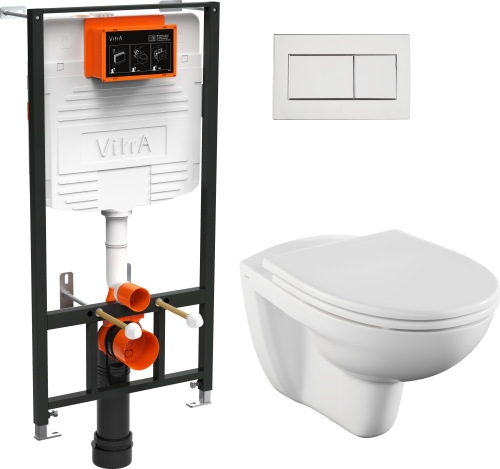 Комплект инсталляции с унитазом Vitra Normus L-box крышка микролифт, быстросъемная, клавиша хром фото в интернет-магазине САНТЕХСИТИ