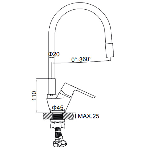 Смеситель для кухни с гибким изливом Ledeme H53 L4153-2 фото в интернет-магазине САНТЕХСИТИ
