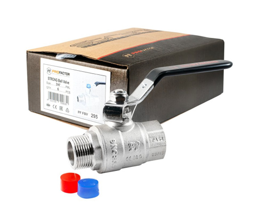 Кран шаровый PROFACTOR STRONG 3/4" вн.-нар. стальная рукоятка (6/60) фото в интернет-магазине САНТЕХСИТИ