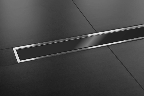 Трап для душа TIM с двухстор. решеткой горизонт. сток Evolux Glass (черное глянц-стекло) 70*400 фото в интернет-магазине САНТЕХСИТИ