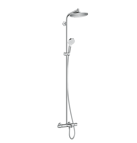 Hansgrohe Crometta Showerpipe S 240 SHP: термостат для ванны + стойка с верхним душем 240мм + ручной душ со шлангом 160мм, цвет: хром фото в интернет-магазине САНТЕХСИТИ