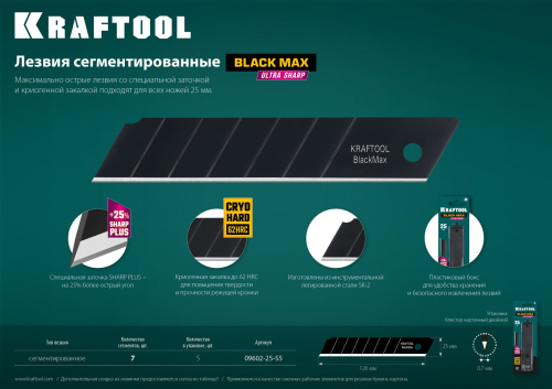 KRAFTOOL  25 мм, 5 шт, сегментированные лезвия (09602-25-S5) фото в интернет-магазине САНТЕХСИТИ