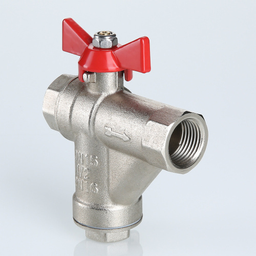 Кран шаровой со встроенным прямым фильтром VALTEC 1/2" вн-вн бабочка фото в интернет-магазине САНТЕХСИТИ