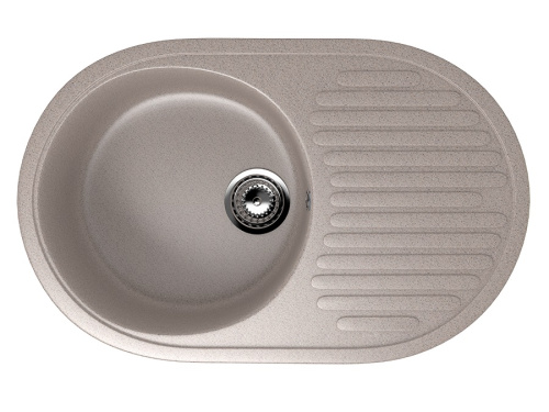 Мойка композит.Ulgran U-107 ОВАЛЬНАЯ 302 песочный 730*460*200  с сифоном фото в интернет-магазине САНТЕХСИТИ