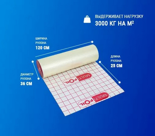 Подложка для теплого пола с разметкой MULTIFOIL 4мм (рулон 30м²) фото в интернет-магазине САНТЕХСИТИ