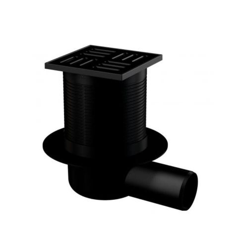 Сливной трап ALCAPLAST боковой105*105/50 (комб.затвор-SMART) черный матовый фото в интернет-магазине САНТЕХСИТИ