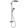 Hansgrohe Raindance Душевая стойка, с термостатом, верхний душ 24см и ручным душем, цвет: шлифованный черный хром фото в интернет-магазине САНТЕХСИТИ