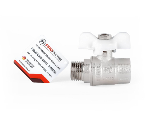 Кран шаровый PROFACTOR 1/2" вн.-нар. бабочка 12/120 фото в интернет-магазине САНТЕХСИТИ