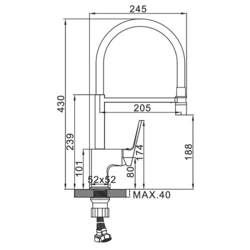 Смеситель для кухни с гибким изливом Ledeme H92 L4092-2 фото в интернет-магазине САНТЕХСИТИ