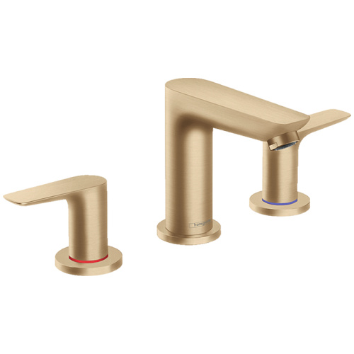 Hansgrohe Talis E Смеситель для раковины, на 3 отв, с донным клапаном, излив: 11.2см, цвет: шлифованная бронза фото в интернет-магазине САНТЕХСИТИ