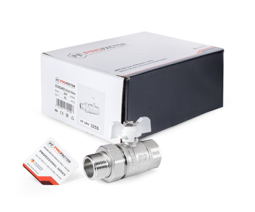 Кран с полусгоном PROFACTOR 3/4" прямой (80/10) фото в интернет-магазине САНТЕХСИТИ