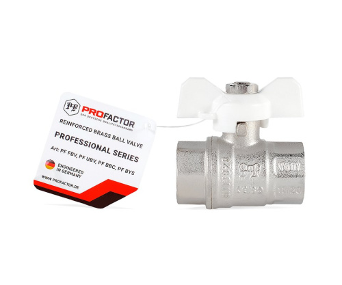 Кран шаровый PROFACTOR 1/2" вн.-вн. бабочка (12/120) фото в интернет-магазине САНТЕХСИТИ
