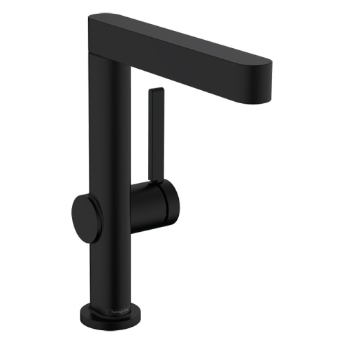 Hansgrohe Finoris Смеситель для раковины, на 1 отв., с поворотным изливом, с донным клапаном, цвет: черный матовый фото в интернет-магазине САНТЕХСИТИ