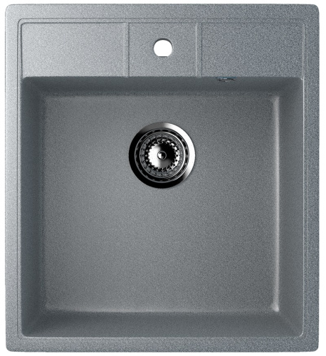 Мойка композит.Ulgran U-406 КВАДРАТНАЯ 309 темно-серый 450*500*210  с сифоном фото в интернет-магазине САНТЕХСИТИ