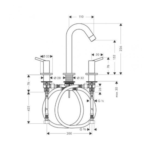 Hansgrohe Focus Смеситель для раковины 100, на 3 отверстия, с донным клапаном, цвет: хром фото в интернет-магазине САНТЕХСИТИ