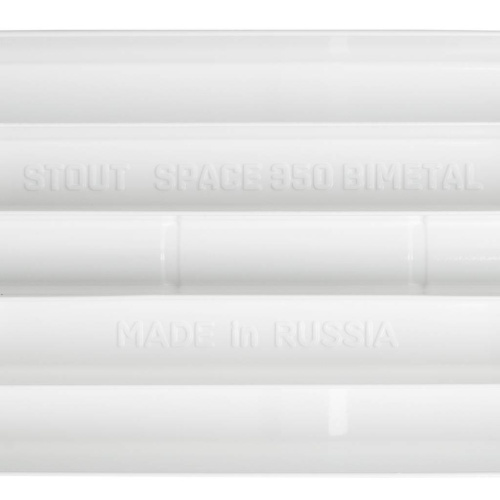 STOUT Space 350 10 секций радиатор биметаллический боковое подключение RAL9016 фото в интернет-магазине САНТЕХСИТИ
