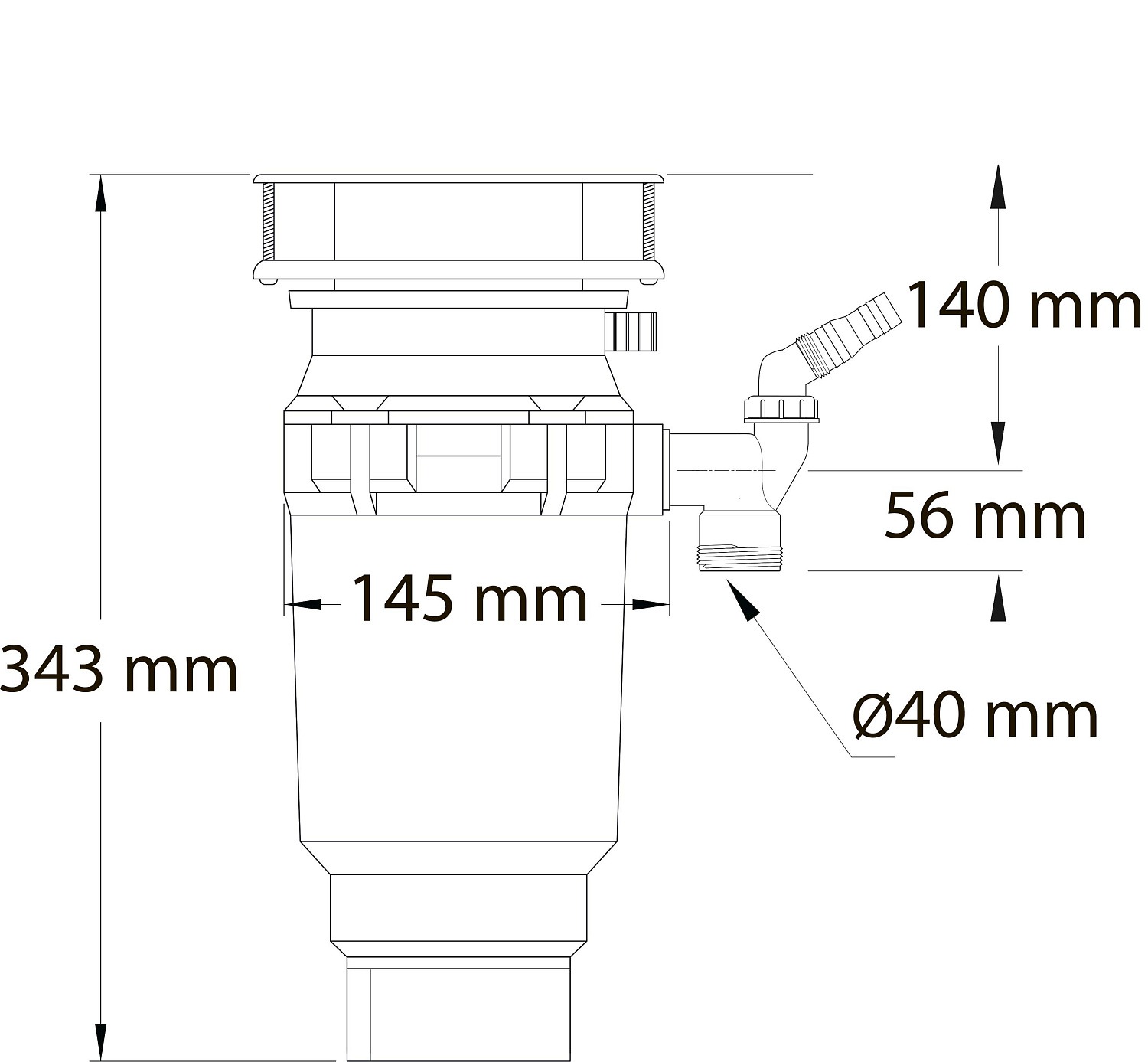 Измельчитель пищевых отходов McAlpine Perfect Grind, 343х145 мм, 367 Вт (0,5 л.с.), 2500 об/мин фото в интернет-магазине САНТЕХСИТИ