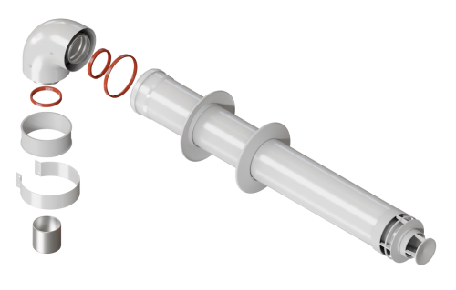 Комплект коаксиальный VIVAT D60/100-0.75 м (Protherm. Vaillant и др.) - хомут + втулка в комплект фото в интернет-магазине САНТЕХСИТИ