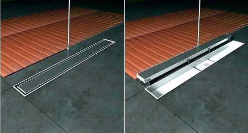 Трап для душа TIM с решеткой под кладку плитки (сух. затвор,горизонт. выпуск) 70*1200 фото в интернет-магазине САНТЕХСИТИ