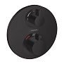 Hansgrohe Ecostat S Смеситель для душа, термостатический, встраиваемый, на 2 выхода, с запорным вентилем, внешняя часть, цвет: черный матовый фото в интернет-магазине САНТЕХСИТИ