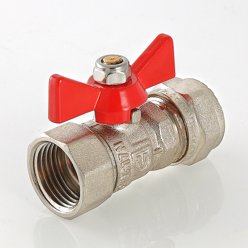 Кран шар. под обжим VALTEC рукоятка бабочка 16 х 1/2" вн. фото в интернет-магазине САНТЕХСИТИ