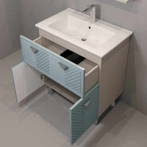 75 Тумба Солтис 75 №2 (ум. Оскар 75), (цвет индиго/кашемир) фото в интернет-магазине САНТЕХСИТИ